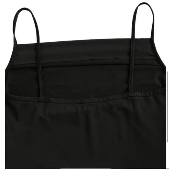 Solid Ruched Cami Dress -Sleeveless Bodycon Black Size Large New - Picture 5 of 7